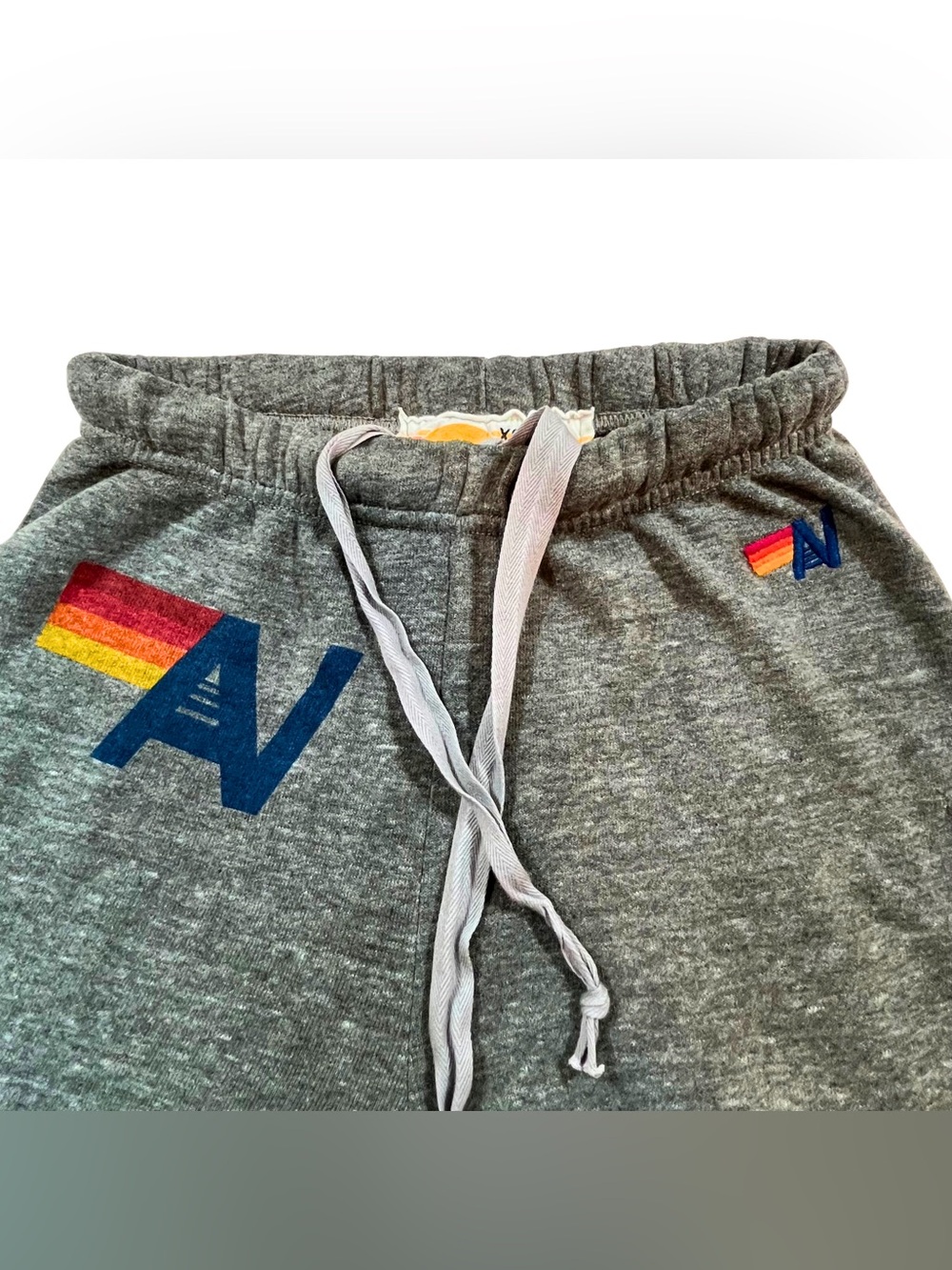 AVIATOR NATION Women's XS Logo Sweatpants Joggers Heather Gray with Color Logos